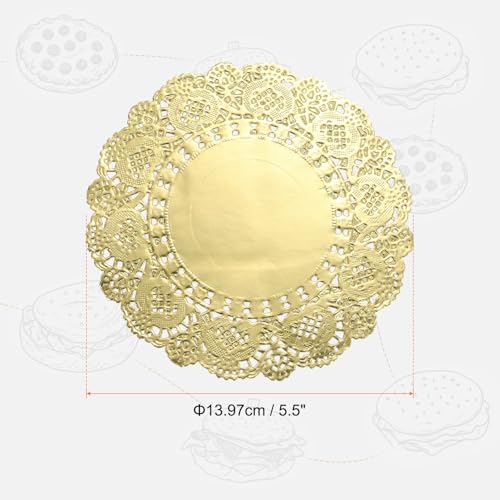 Gold Lace Paper Doilies 5.5 Inch - 100 Pcs Disposable Table Decor