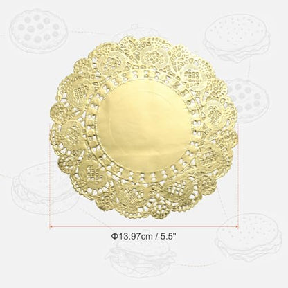 Gold Lace Paper Doilies 5.5 Inch - 100 Pcs Disposable Table Decor