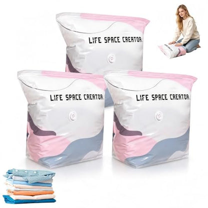 Medium Vacuum Storage Bags for Clothes & Bedding - No Pump Needed, Press & Seal, Airtight Closet Organizer
