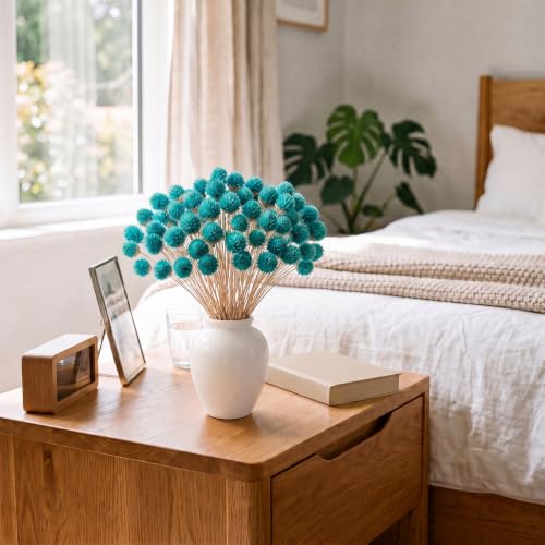 Blue Dried Globe Amaranth Flower Bouquet - 40 Stems for Wedding & Decor