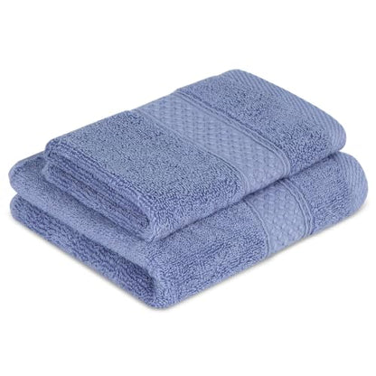 Purple Cotton Hand Towel Set 2 Pieces Soft Absorbent Quick Dry