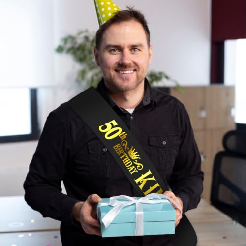 50th Birthday King Sash for Men - Celebration Party Accessory