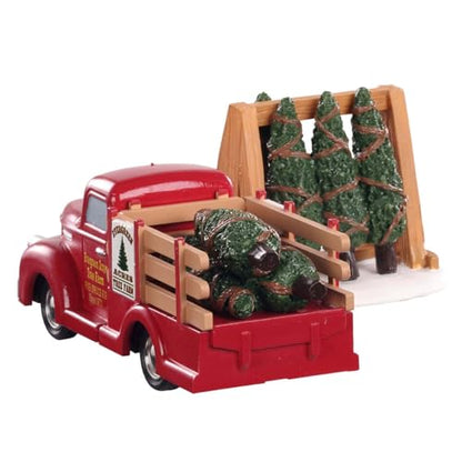 Christmas Village Tree Delivery Set - Lemax Winter Village Decor