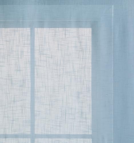 Aqua 4 Piece Geometric & Solid Grommet Top Window Curtain Set - 38 x 84 Inches