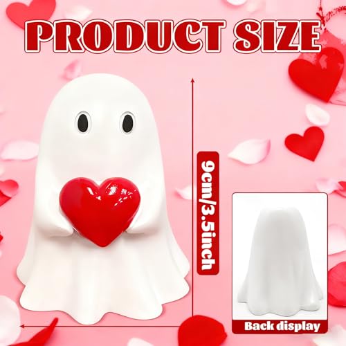 Ghost Figurine Halloween Decor Rock Ghost with Heart - 3.5in Resin Statue
