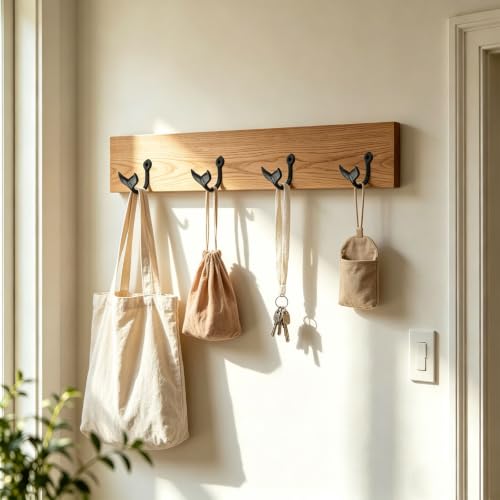 Antique Gold 4 Pack Whale Tail Wall Hooks Coastal Decor Rustic Iron Hangings