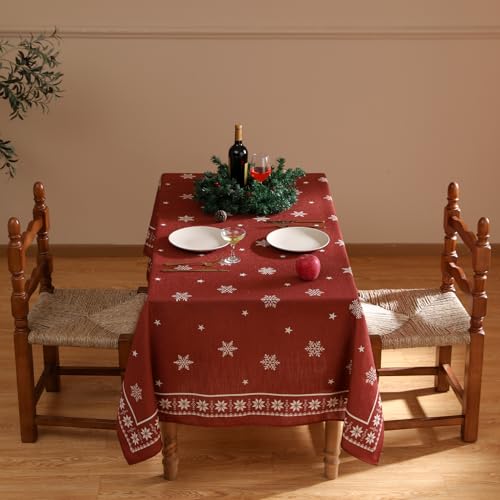 ISAENNE Christmas Tablecloth - Vintage Square 55x55 Inches - Carol C Variation