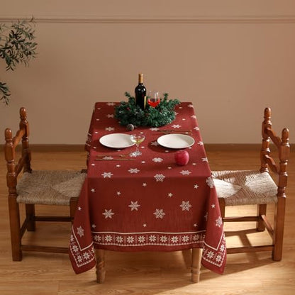 ISAENNE Christmas Tablecloth - Vintage Square 55x55 Inches - Carol C Variation