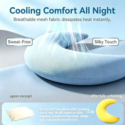 Moon Shaped Cooling Body Pillow Blue Oversized C-Shape Hugging Pillow