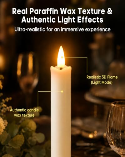 Real Wax LED Flameless Taper Candles 9.8in Window Candles with Remote 6 Pack - Variation of THIS listing