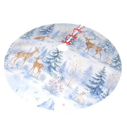 Camo Deer Snowflake Tree Skirt - 36 Inch Christmas Decoration for Holiday Tree
