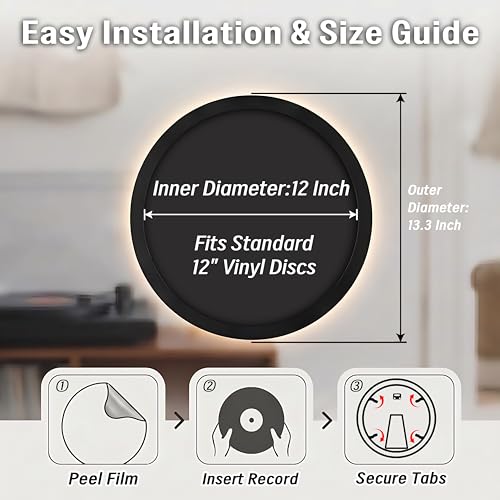 12 Inch Vinyl Record Frame Wall Mount & Tabletop Display Black