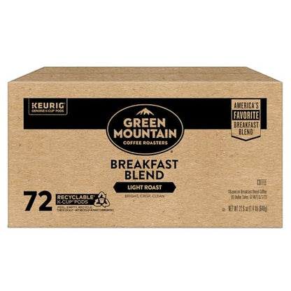 Green Mountain Coffee Roasters Breakfast Blend Single-Serve Keurig K-Cup Pods, Light Roast Coffee, 72 Count