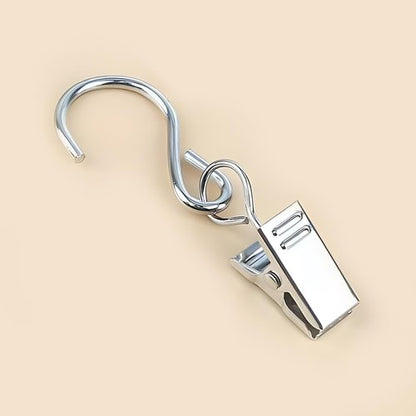 Coideal Gutter Hooks - 40 Pcs Stainless Steel Curtain Clips for Indoor/Outdoor String Lights | Silver