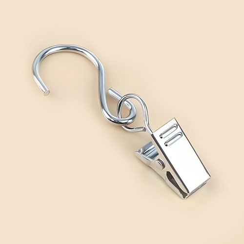 Coideal Gutter Hooks - 40 Pcs Stainless Steel Curtain Clips for Indoor/Outdoor String Lights | Silver