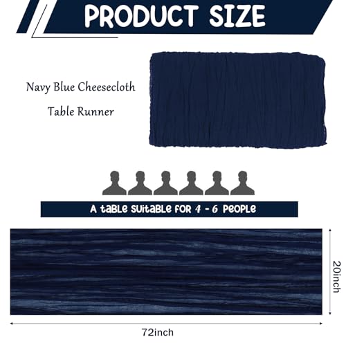 Navy Blue Cheesecloth Table Runner 6FT Set of 10 Boho Rustic Sheer Fabric for Wedding Party