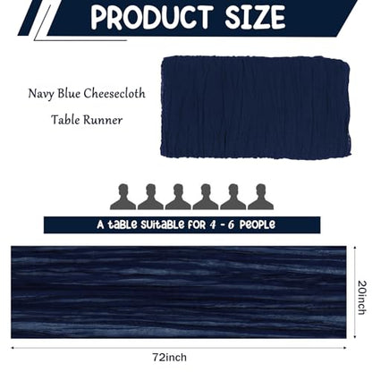 Navy Blue Cheesecloth Table Runner 6FT Set of 10 Boho Rustic Sheer Fabric for Wedding Party