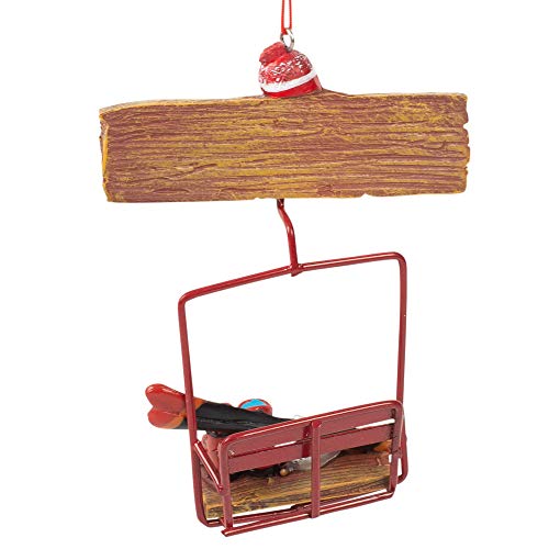 Christmas Ornament Ski Slope Sign with Skis Snowboard Winter Decor