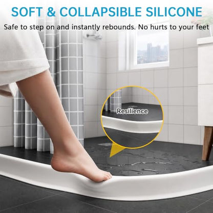 39-Inch High Silicone Shower Water Dam - Collapsible & Waterproof Barrier for Bathroom