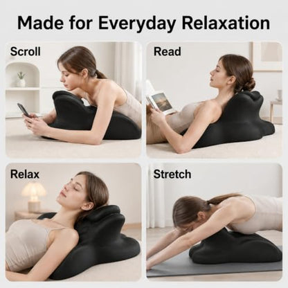 Black Wedge Pillow for Couples, Memory Foam Support for Bed & Lounge