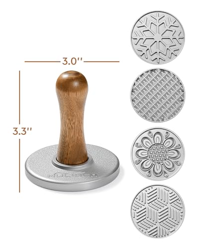 Cookie Stamps Set of 4 - Metal Cookie Press with Wooden Handles for Baking