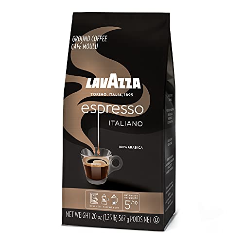 Lavazza Espresso Italiano Ground Coffee, 100% Arabica, 20 Oz Soft Bag, Espresso Italiano, 20 Oz Premium Quality, 100% Arabica, Gluten Free