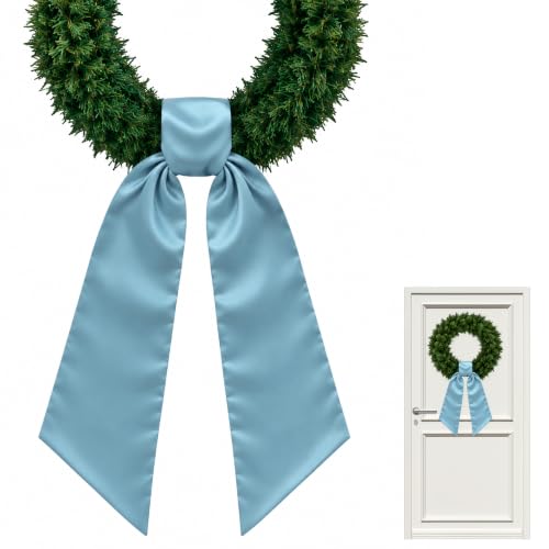 Blue Satin Wreath Sash for Front Door Christmas Decor - 4.5 x 56 Inches