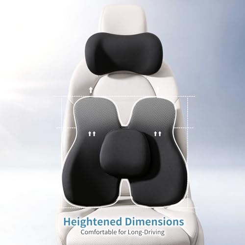 Memory Foam Lumbar and Neck Support Pillow Set for Car & Office Comfort
