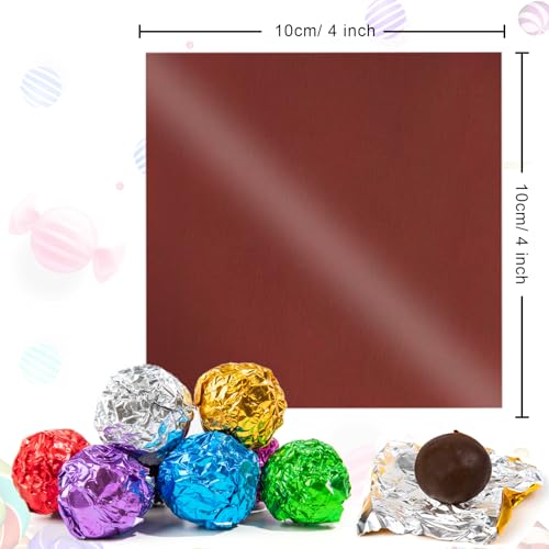 Brown Aluminum Foil Candy Wrappers - 4 Inch, 300pcs Homemade Chocolate Packaging