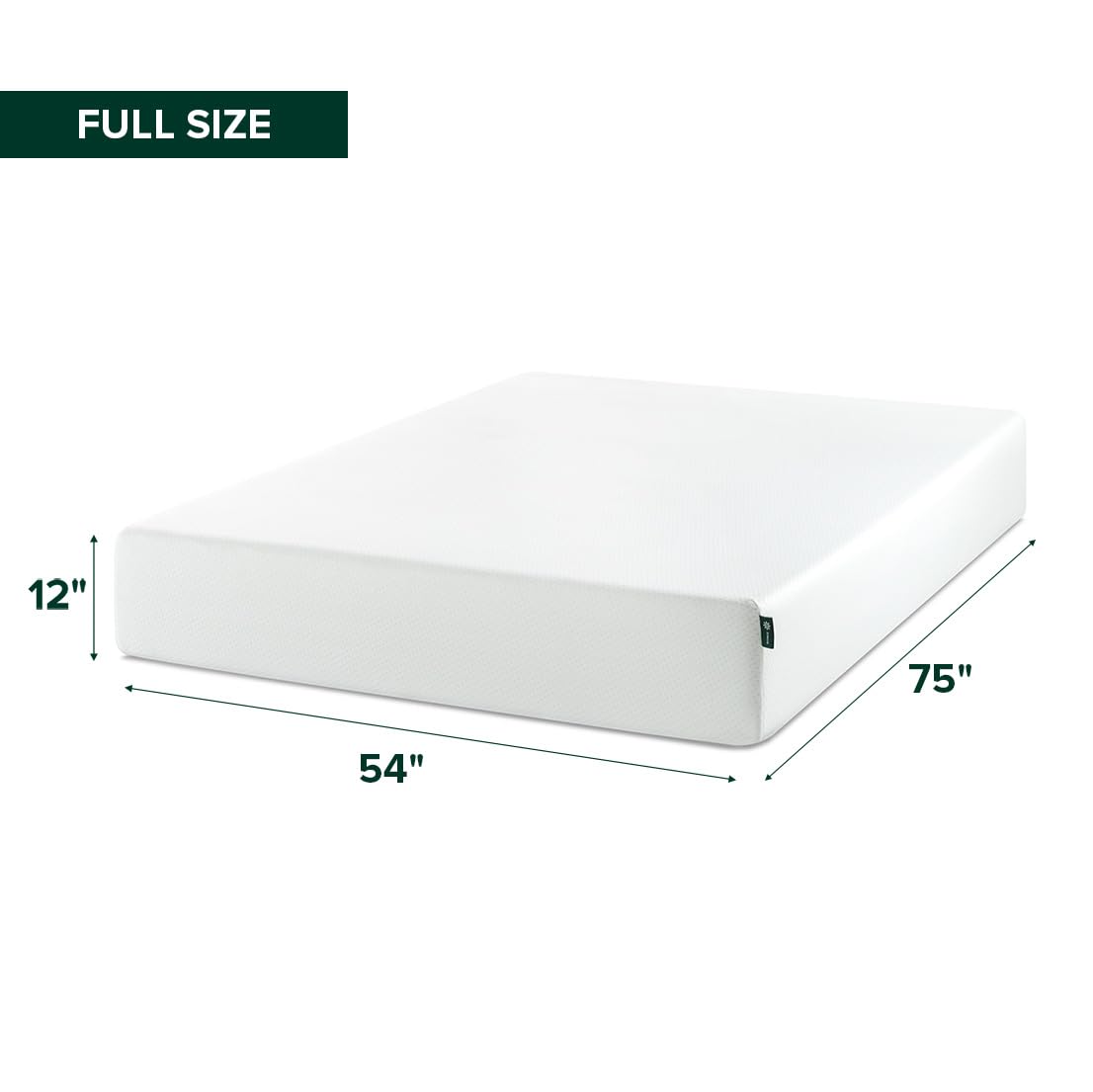 Zinus 12 Inch Full Green Tea Memory Foam Mattress [New Version], Fiberglass Free, Medium Firm Feel, Zoned Pressure Relief, Certified Safe Foams & Fabric, Mattress in A Box
