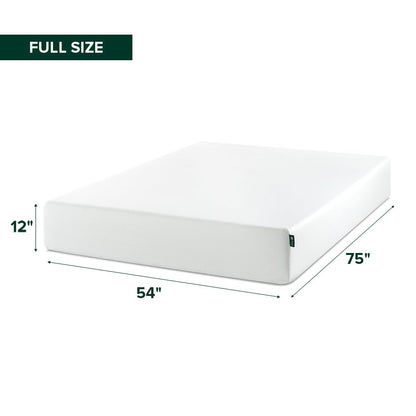 Zinus 12 Inch Full Green Tea Memory Foam Mattress [New Version], Fiberglass Free, Medium Firm Feel, Zoned Pressure Relief, Certified Safe Foams & Fabric, Mattress in A Box