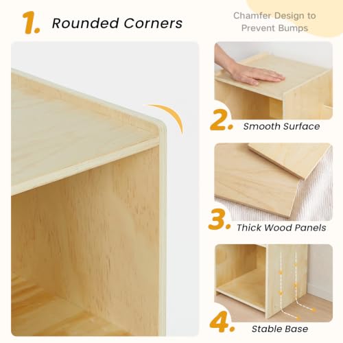 Kids Montessori Bookshelf Wooden Toy Storage Organizer - Child-Friendly Design