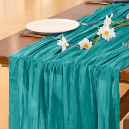 Teal Blue Cheesecloth Table Runner 10ft Fall Boho Wedding Party Decor