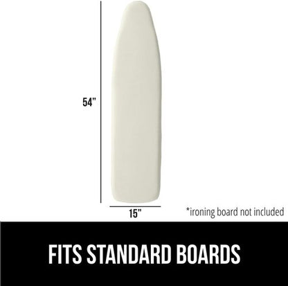 GORILLA GRIP The Original Ironing Board Cover and Pad, Silicone Coating, 400°F Scorch Resistant Thick Padding, Heavy Duty Iron Covers Standard Boards, Hook and Loop Fastener Strap, Linen 15x54