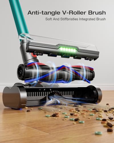 Green Cordless Vacuum Cleaner 60Kpa 650W Stick Vacuum for Pet Hair & Carpets