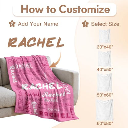 Personalized Blanket with Name - Dark Pink Fleece Throw for Kids & Adults