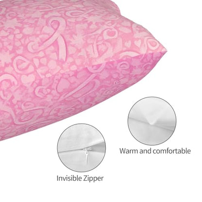 Pink Ribbon Breast Cancer Awareness Pillow Protector 14x20 Inches