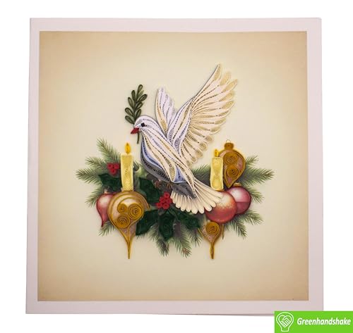 Christmas Dove and Candle 3D Greeting Card - Handmade All Occasion Design (6" x 6")