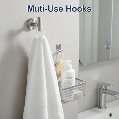 Brushed Nickel Bathroom Hardware Set with 12 and 24-Inch Towel Bars - Complete 7-Piece Kit