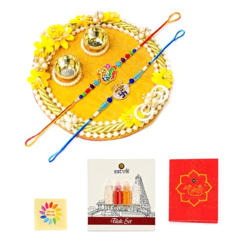 Blue Evil Eye Rakhi Set with Kumkum Holder Thali & Ritual Essentials