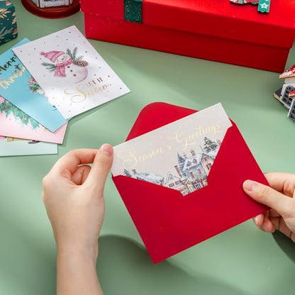 Christmas Cards Set with Envelopes & Stickers - 36 Pack Holiday Greeting Cards, 6 Designs - Christmas Card Variation