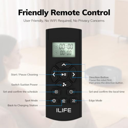 ILIFE V2 Robot Vacuum Cleaner Black - Tangle-Free Suction, Pet Hair