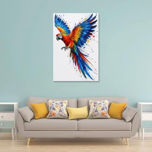 Macaw Parrot Wall Art Poster Tropical Aviary Canvas 36x24 Inch - Unframed