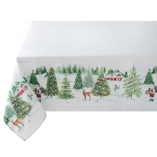 Christmas Wonderland Tablecloth 60 x 84 Inches - Holiday Decor, Watercolor Icons - Benson Mills