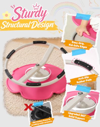 Pink Petal Sensory Spinning Chair for Autistic Kids & Teens - Anti-Tip Support