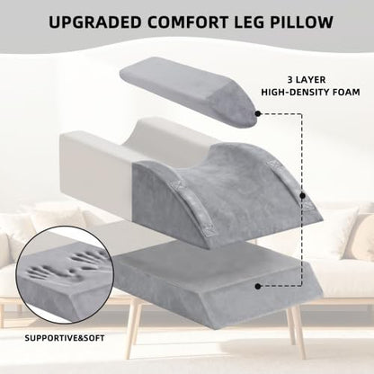 Adjustable Leg Elevation Pillow for Post-Surgery & Swelling Relief - Memory Foam Wedge
