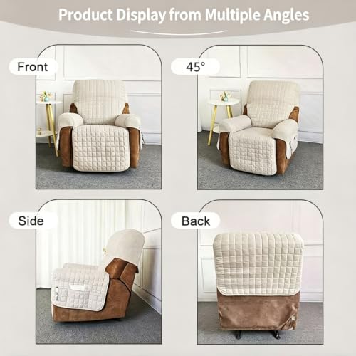 Non-Slip Recliner Cover with Pockets for 22-inch Coffee Recliners - Washable