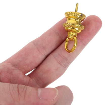 Golden Plastic Christmas Baubles Caps 100pcs - Small Ornament Replacement