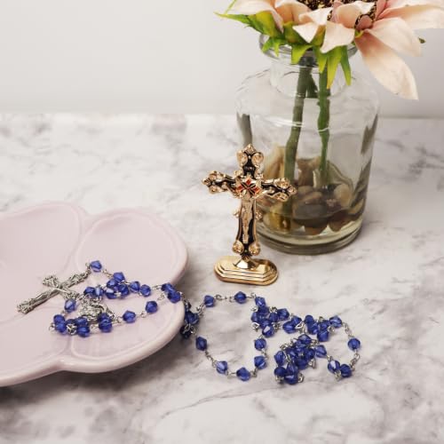 Mini Standing Crucifix Assortment with Enamel Details - 3 Inches, Pack of 3