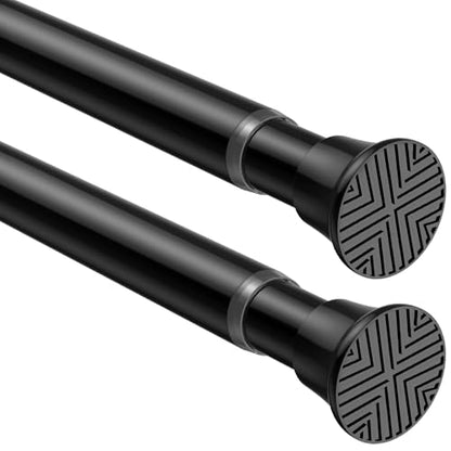 2 Pack Adjustable Tension Shower Curtain Rods 18-36 inch Black No Drilling